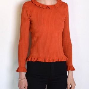 Ruffled Ribbed Knit Top